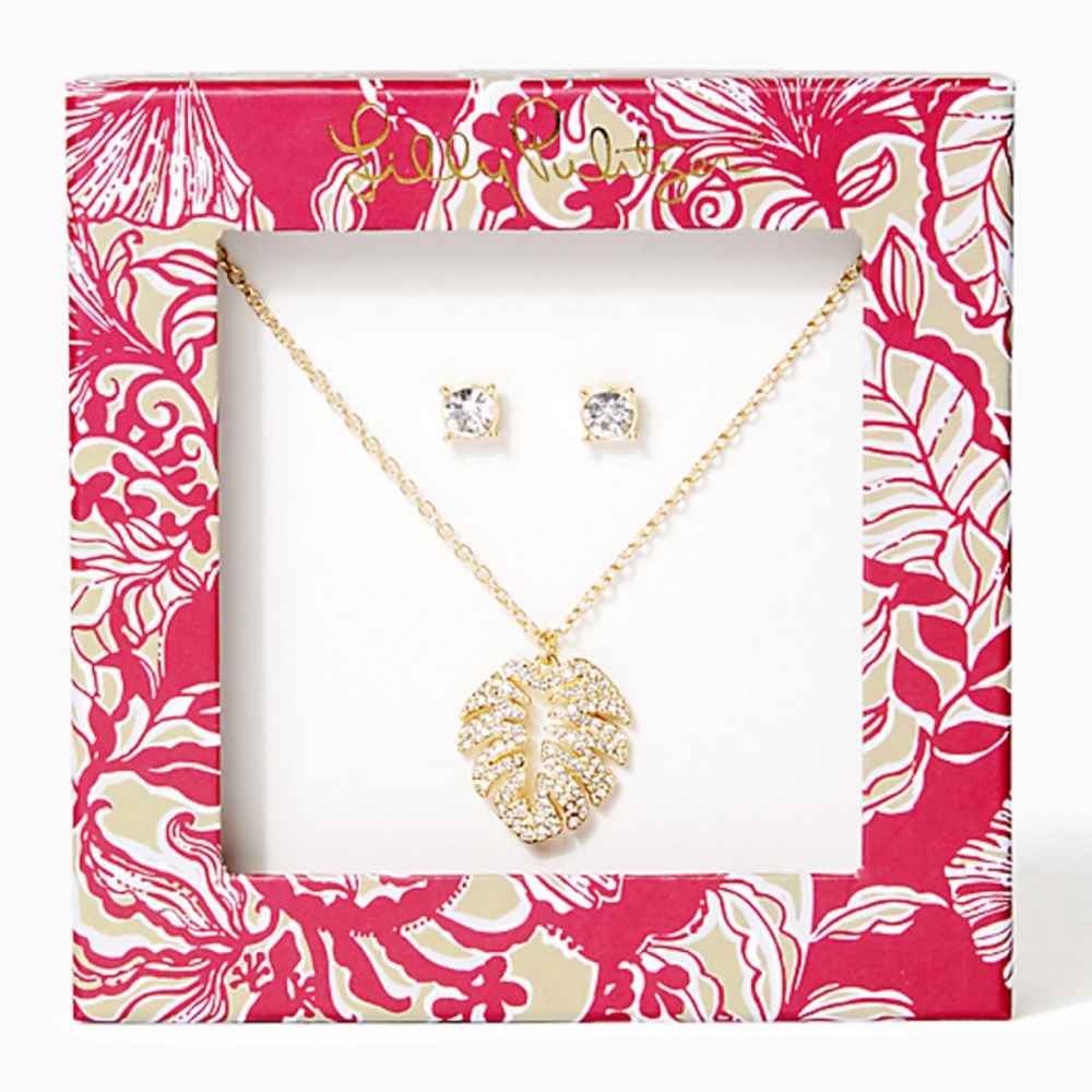 Lilly Pulitzer EARRING & NECKLACE POINSETTIA RED ISLAND VIBES ACCESSORIES SMALL